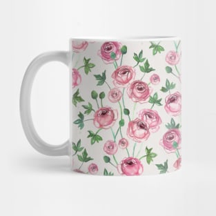 Painted Pink Ranunculus Pattern Mug